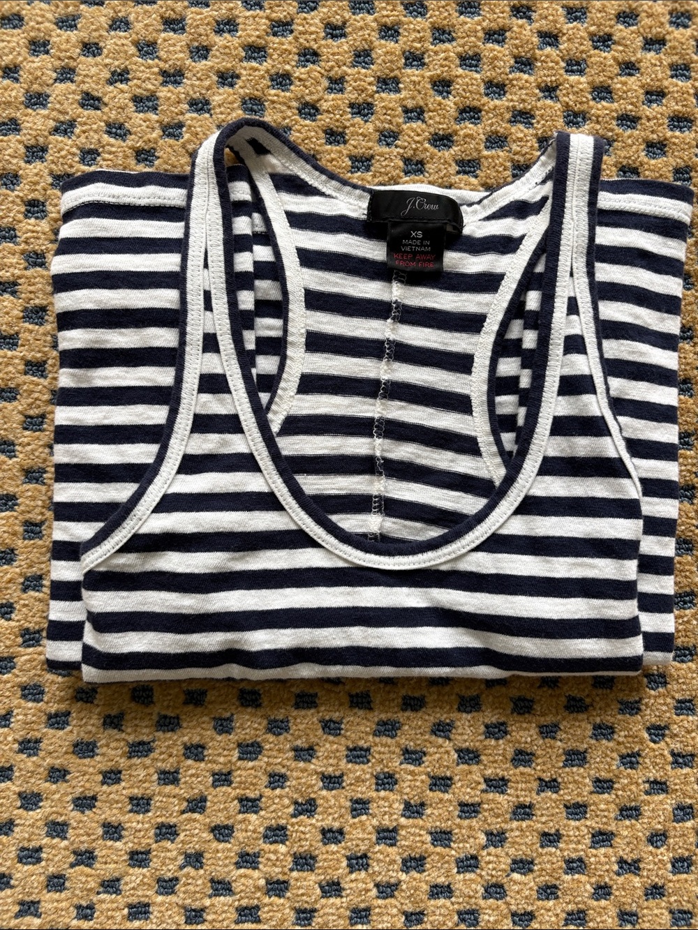 J. Crew Navy & White Striped Cotton Tank Dress